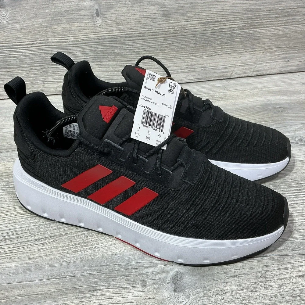 Adidas Swift Run 23 Running Training Shoes Black Red Mens Size 11.5 IG4706 NWTS